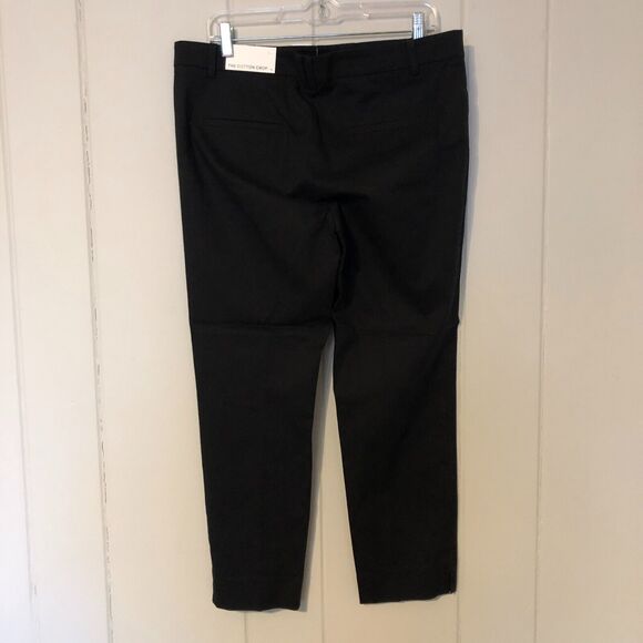 Ann Taylor The Cotton Crop Size 10 Black Mid Rise Slim Leg Slit Button Zip NWT - Picture 2 of 7
